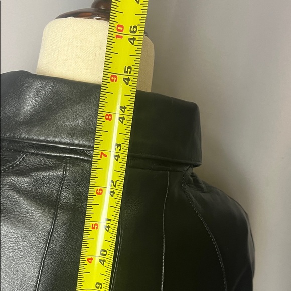 Léno Classic Black Leather Full Length Coat - Picture 12 of 17